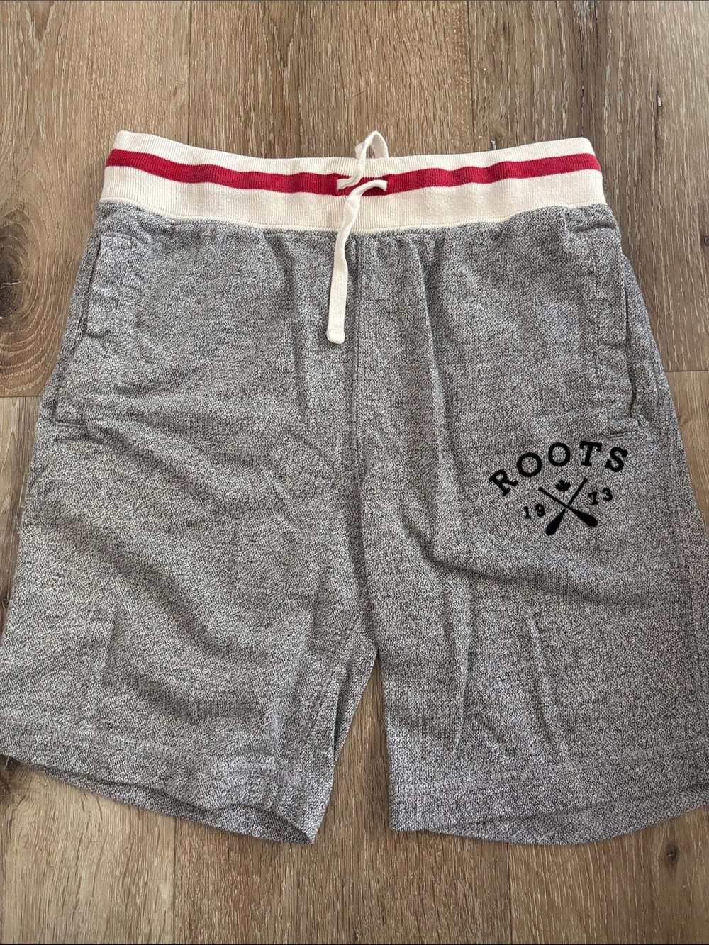 Roots Boy’s Gray Shorts with Cream and Red Waistband